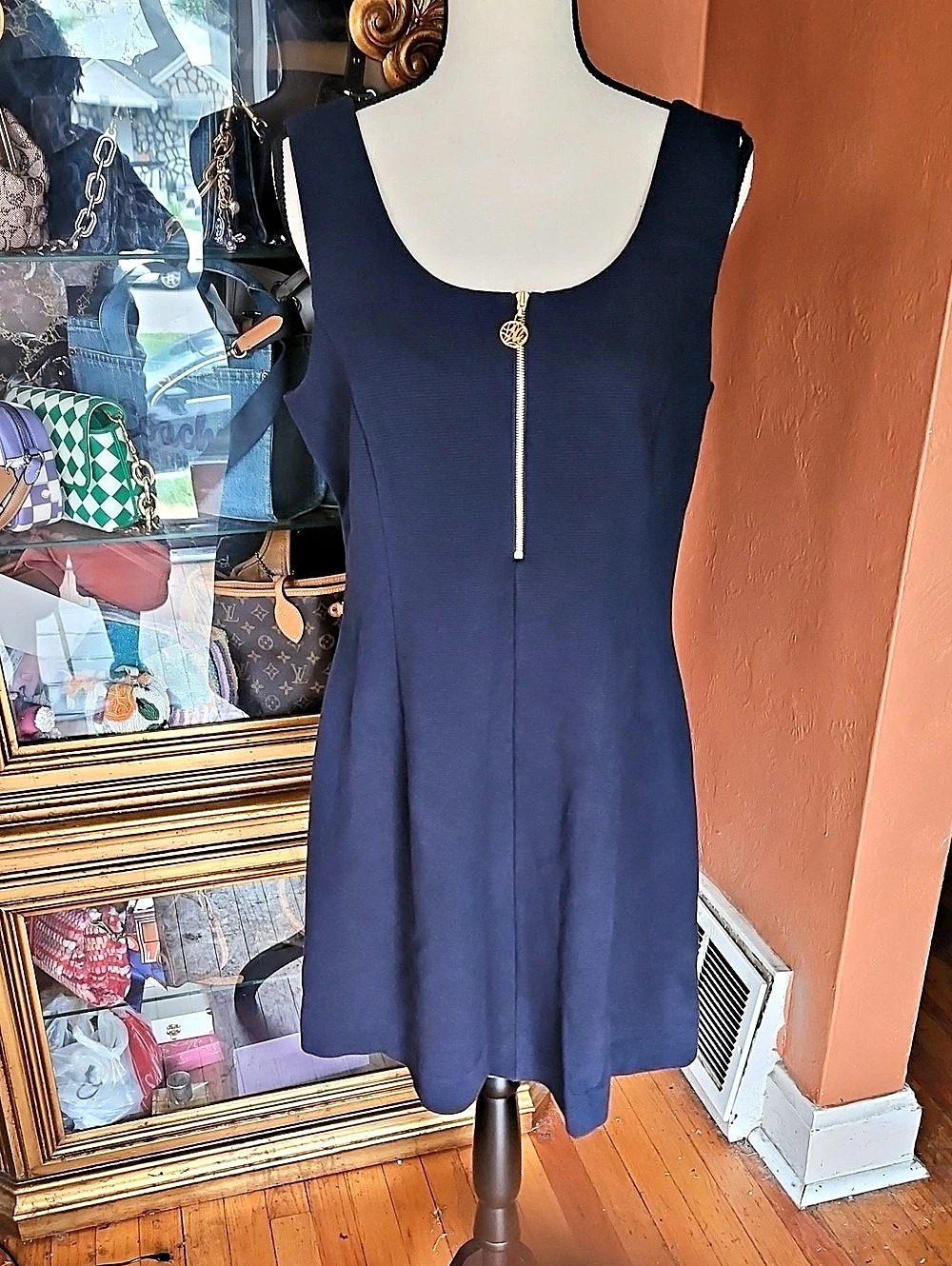 Lilly Pulitzer Mini Fit & Flare 4Dress Gold-Zip Blue Size XL